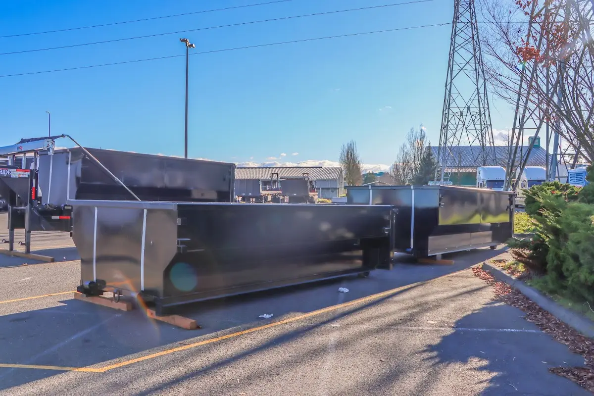 Roll-off dumpster ready for waste disposal at job site for Cleanout Dumpster Rental in Savage